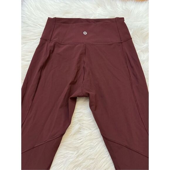 Lululemon Ruched Leg Workout Tight Leggings Wine 8 - Picture 4 of 5